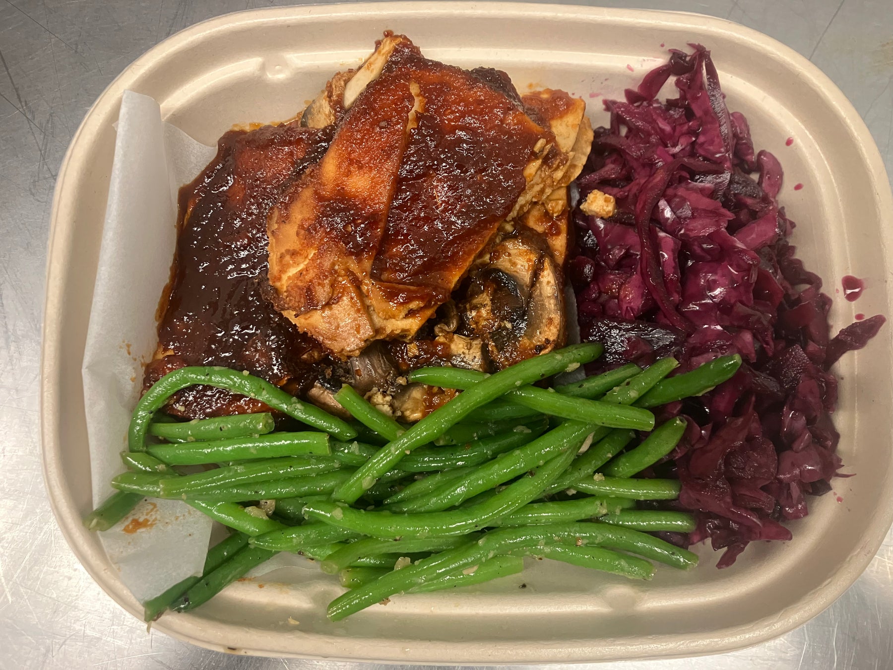 Smoked BBQ Tofu & Mushrooms w/2 sides