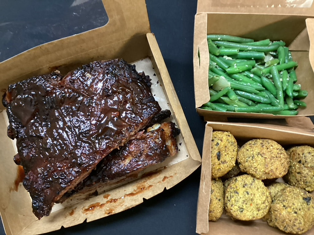 1/2 Rack Ribs - Smoked BBQ Dinner