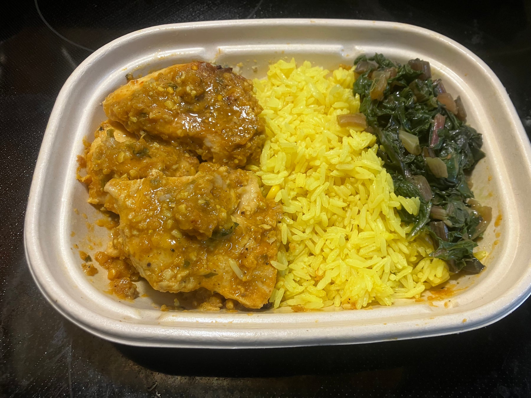 Chicken & Ginger Eggplant  Sauce w/ 2 Sides