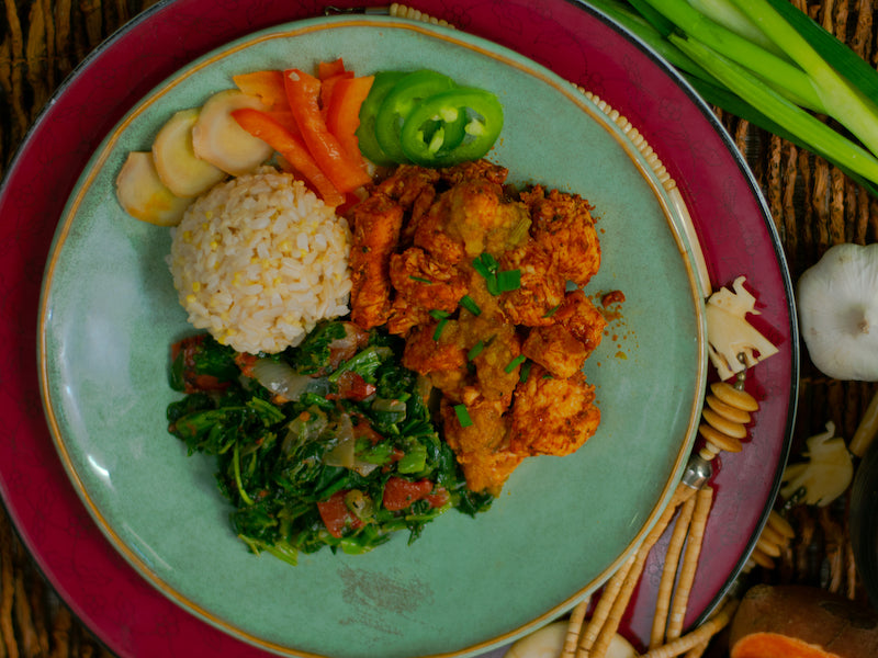 Global Village Cuisine | Cayenne-Ginger Chicken with Spicy Eggplant Sauce Dinner