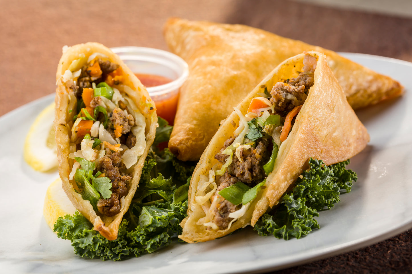 Global Village Cuisine | Samosa Sampler (Curry Vegetable (6), Chicken (6), and Beef (6))